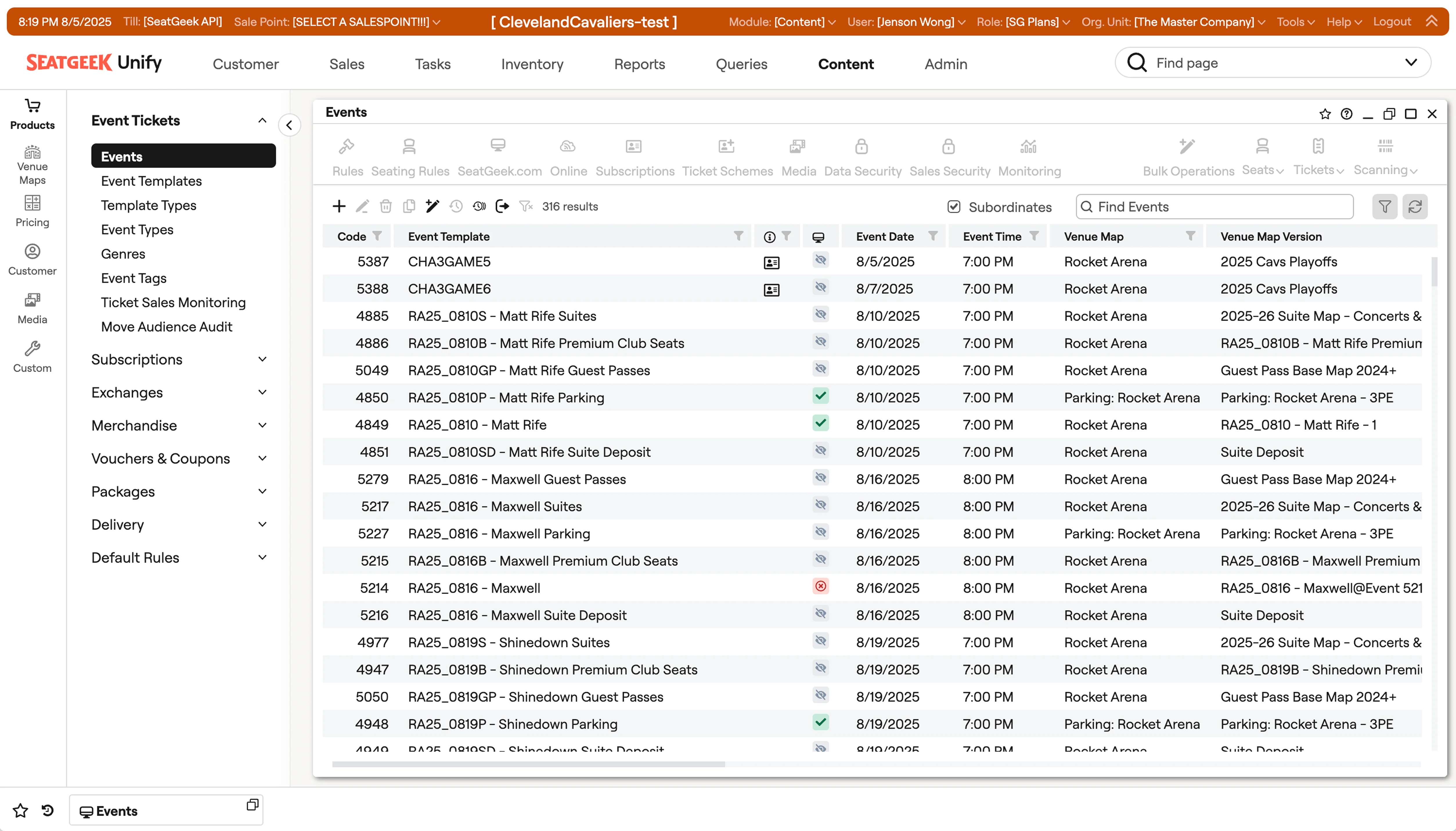 Landing page (events preview)