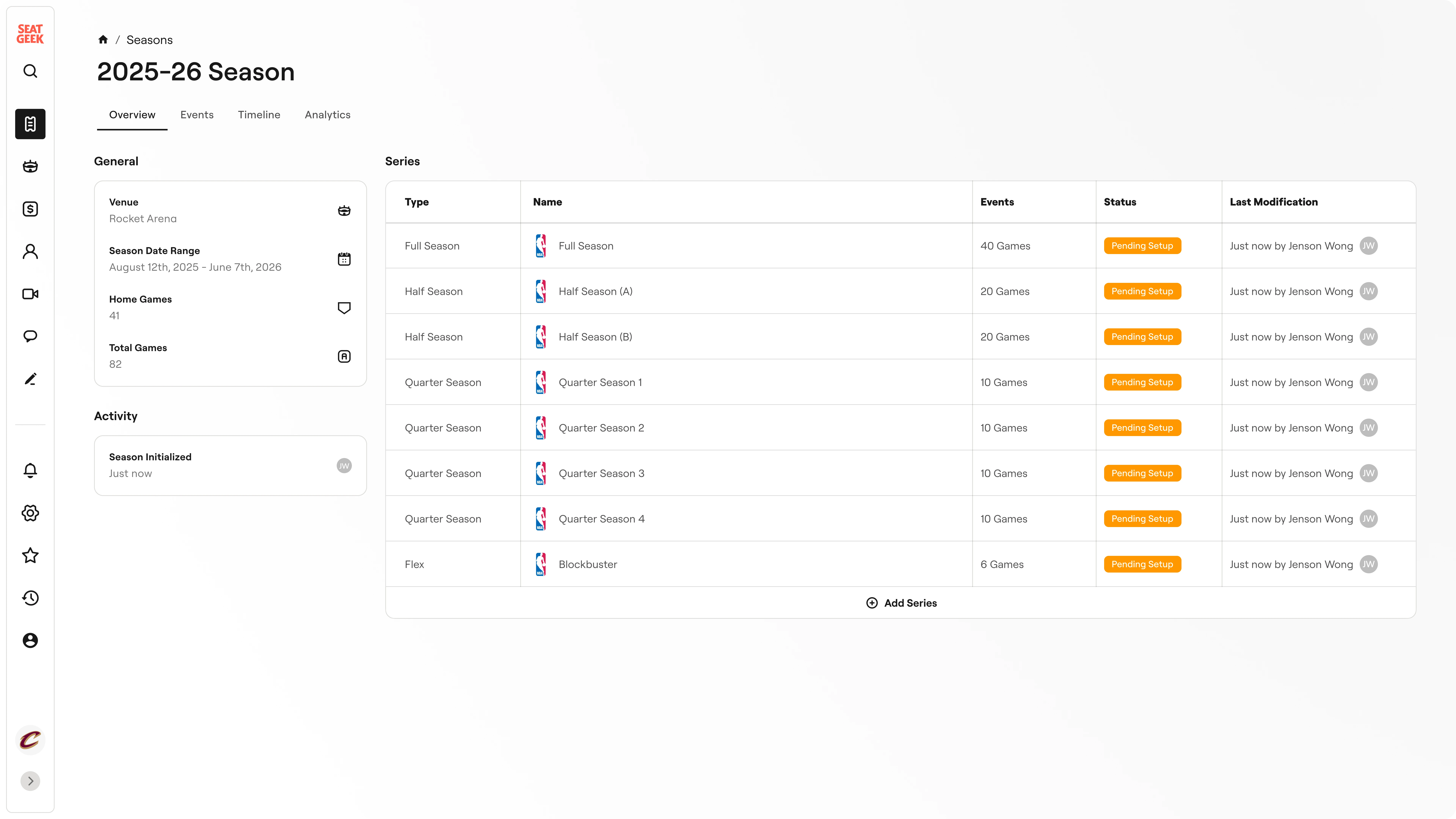 New season tickets overview