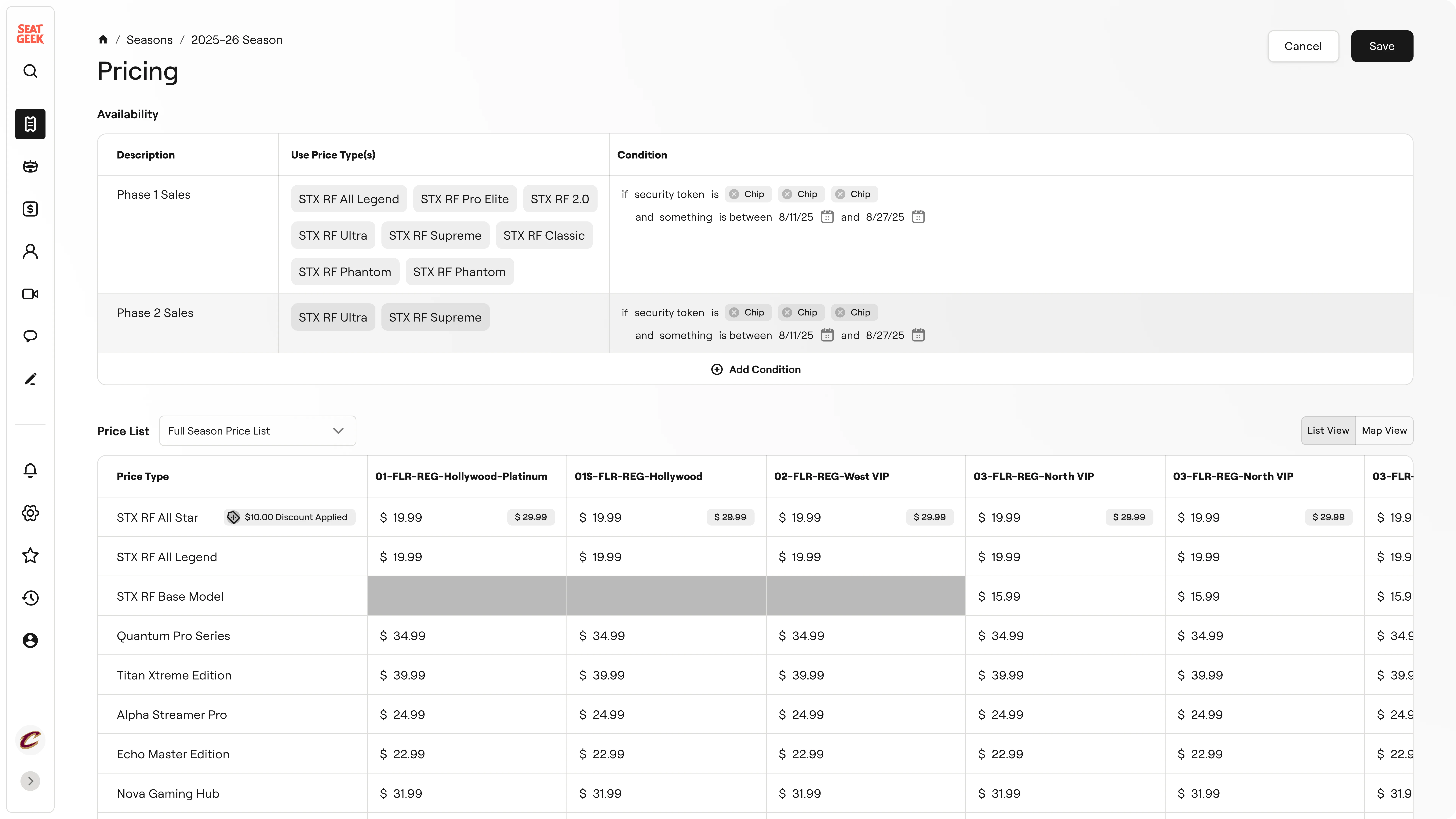 New season tickets overview