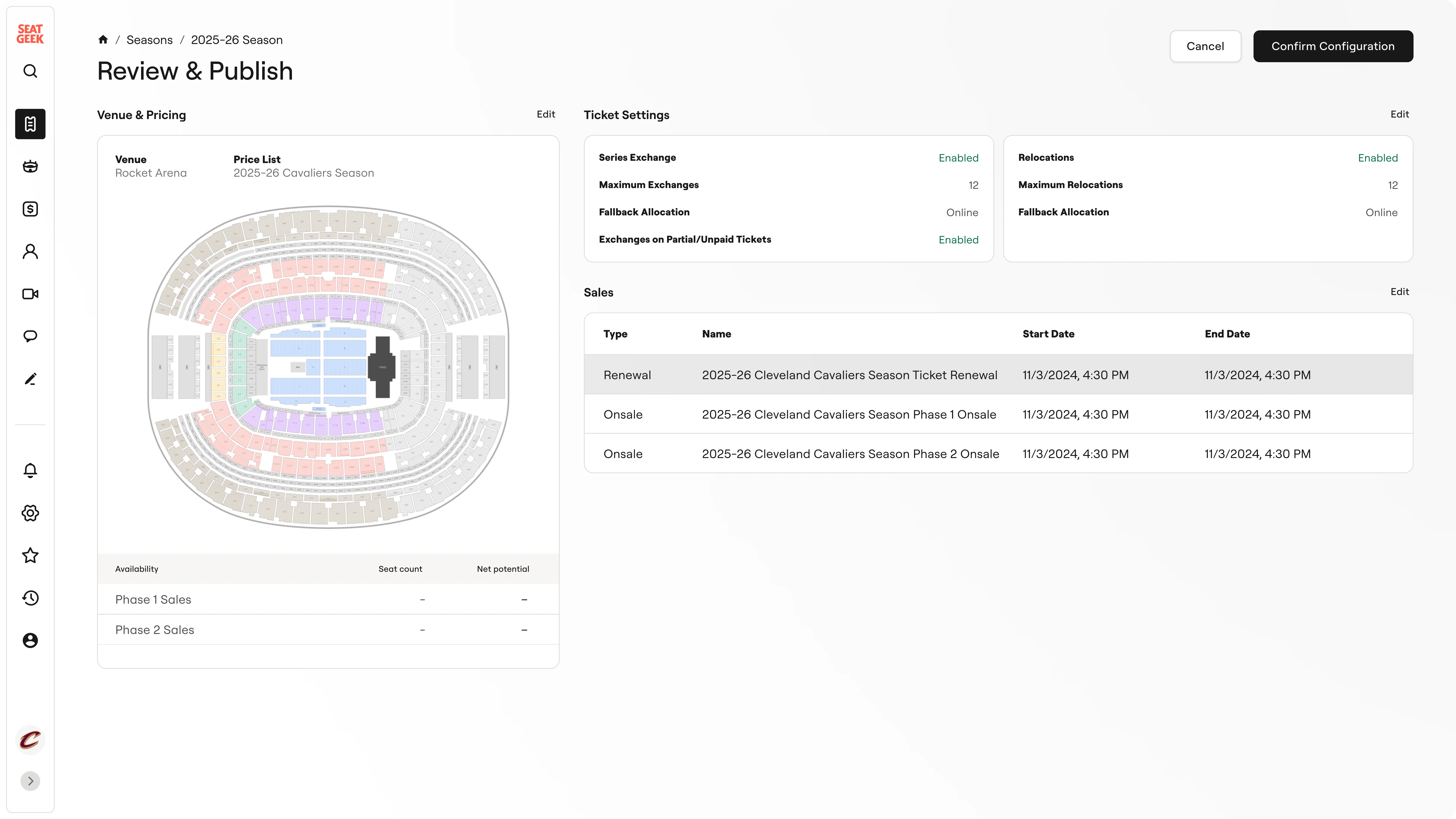 Initial configuration review and confirmation