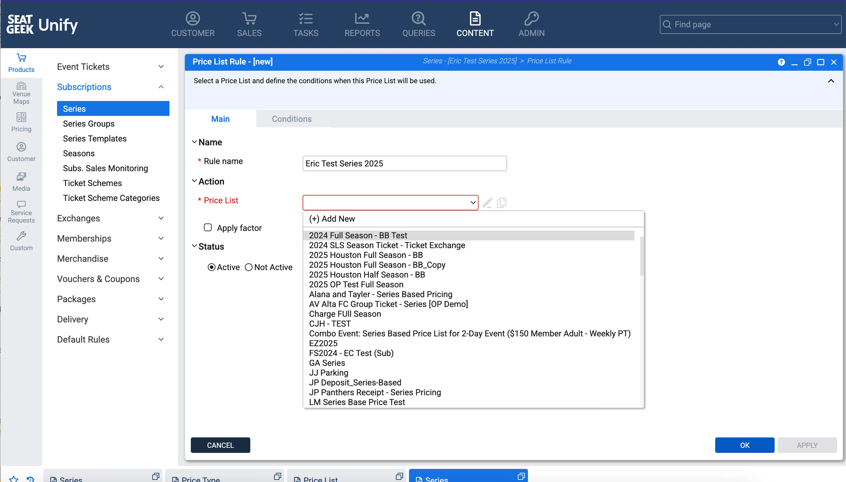 Old ticket pricing rules
